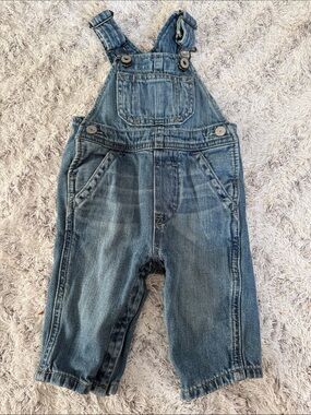 3-6m Baby Gap Kids Denim Overalls - Blue organic cotton